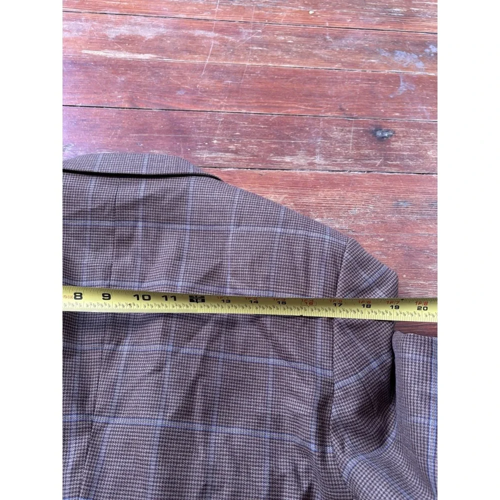 Jos. A. Bank Sport Coat Blazer 48R Wool Brown Windowpane Herringbone